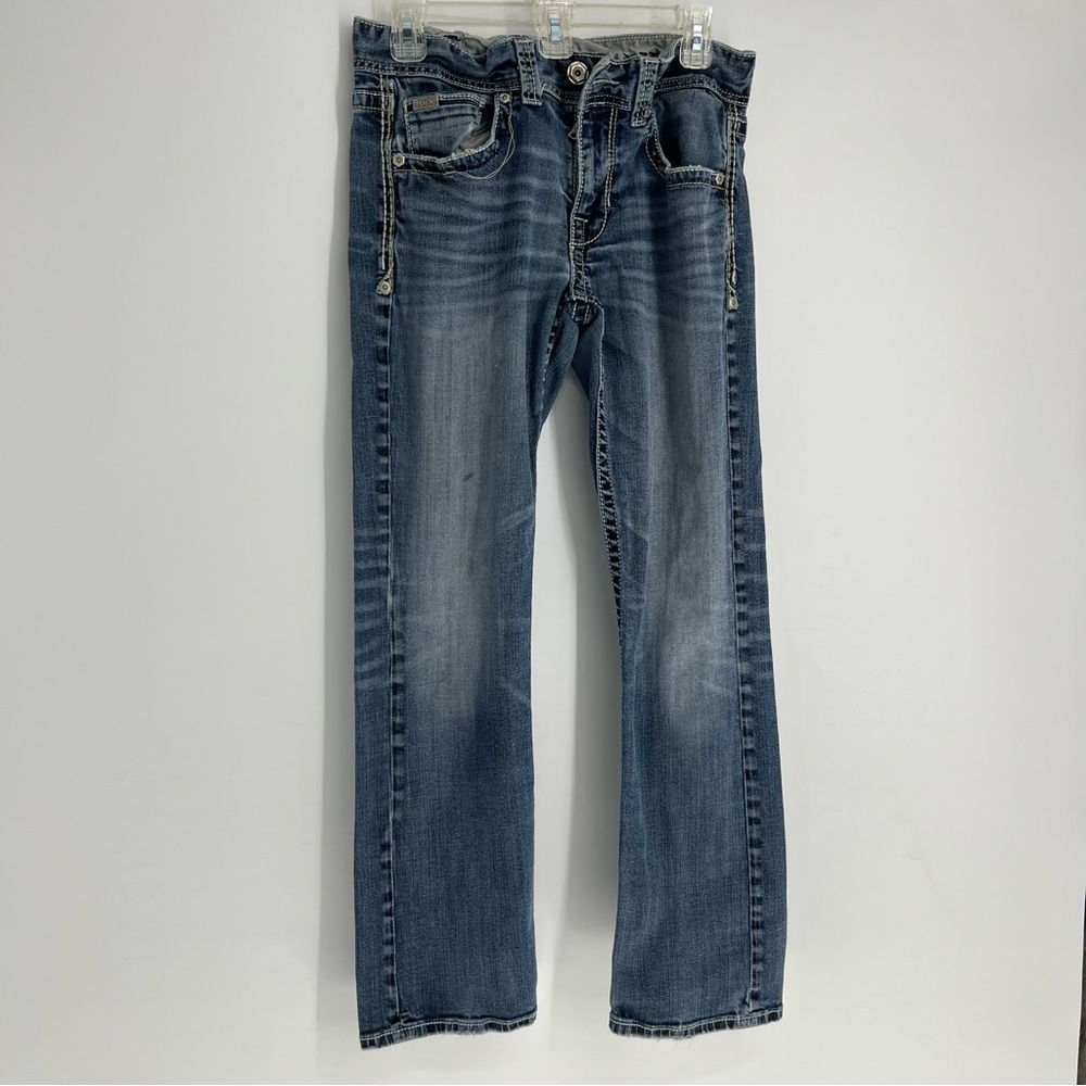 Buckle Black Mens Denim Jeans Blue Size 32x32 Slim Straight Whisker Bottoms